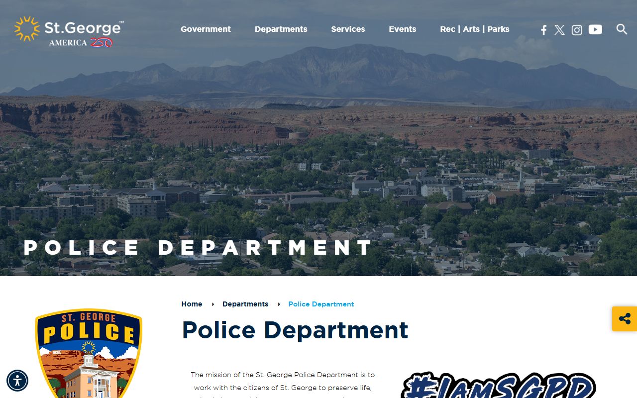 St. George Police Department for criminal records and background check