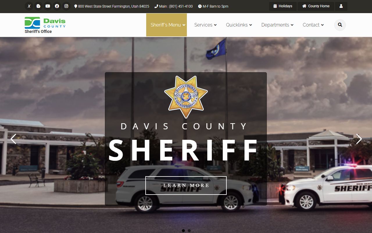 Davis County Sheriff office for criminal background check records