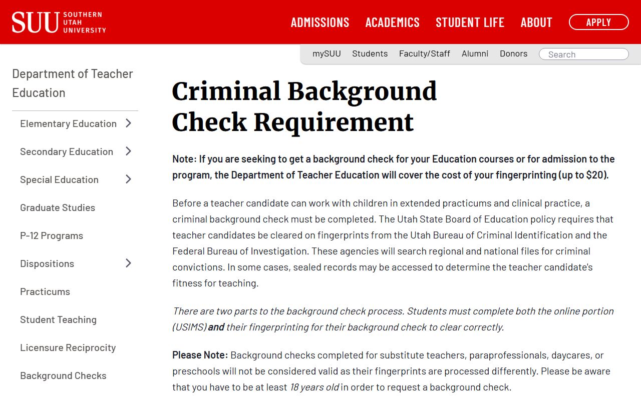 Fingerprinting services information for Iron County background checks